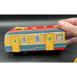 1950`S TIN FRICTION OLDSMOBILE TRAILER HOUSE By YONEZAWA -C31